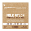 D'Addario EJ34 Folk Nylon Guitar Strings, Ball End, 80/20 Bronze/Black Nylon Trebles