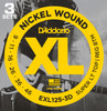 D'Addario EXL125-3D Nickel Wound Electric Guitar Strings, Super Light Top/Regular Bottom, 9-42, 3 Sets