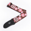 D'Addario 1.5" Nylon Ukulele Strap - Brown and Pink Flowers