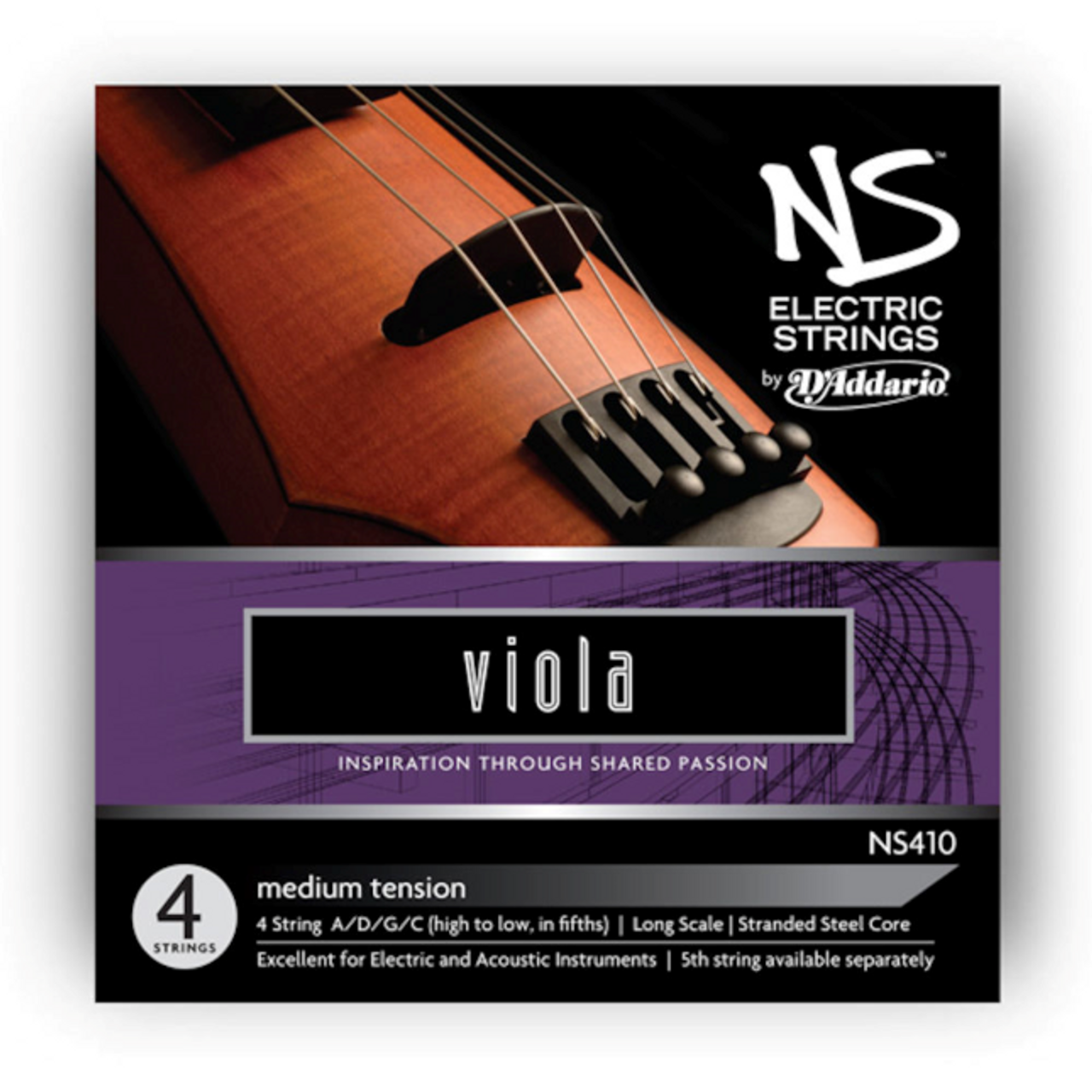 NS Electric Viola String Set, Long Scale, Medium Tension