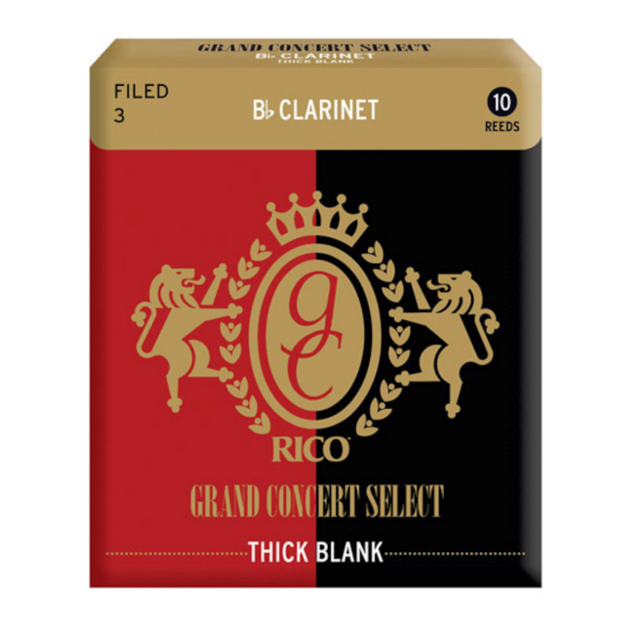 Rico Grand Concert Select Thick Blank Bb Clarinet Reeds, 10-pack