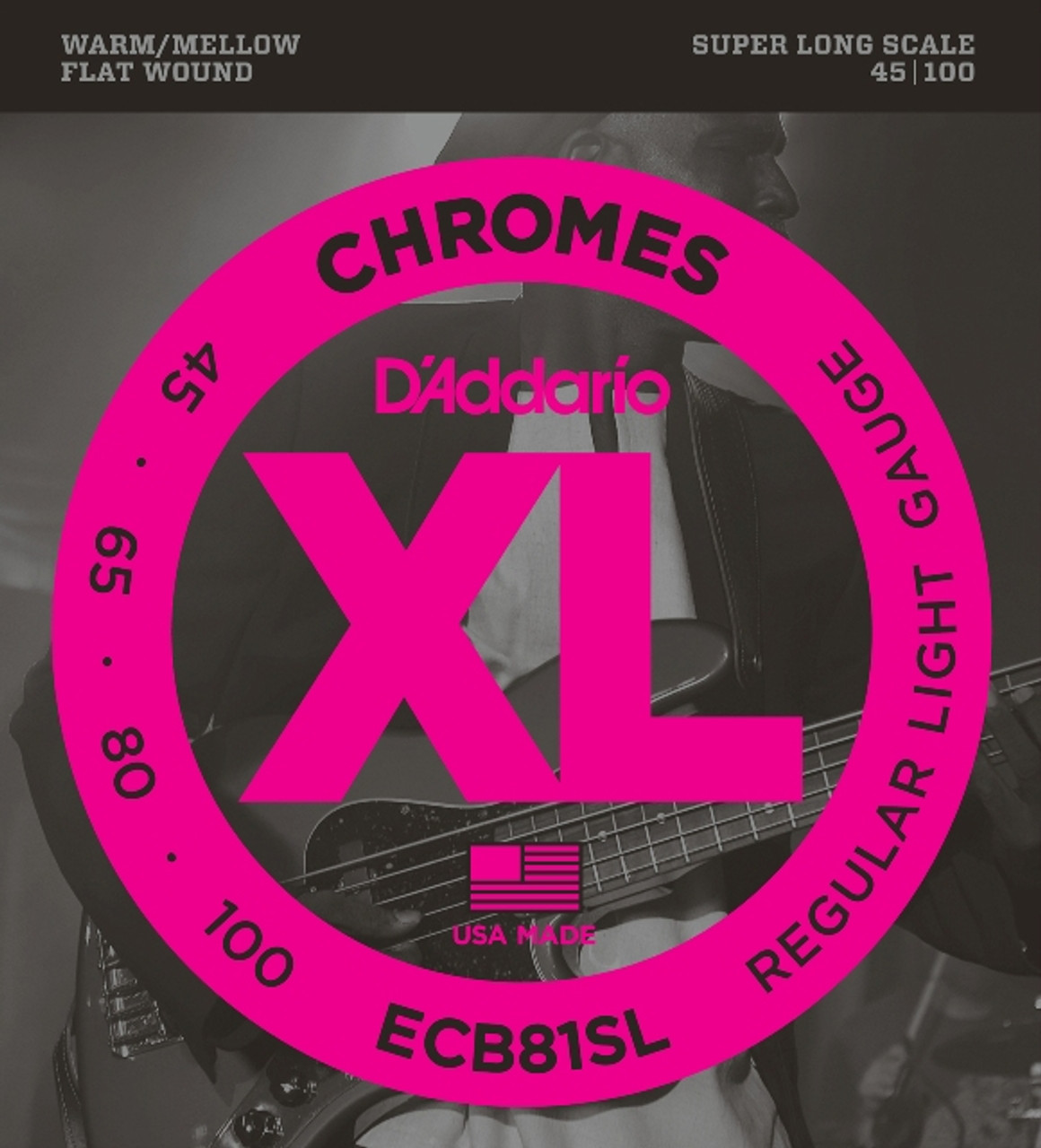 D'Addario ECB81SL Chromes Bass Guitar Strings, Light, 45-100, Super Long Scale