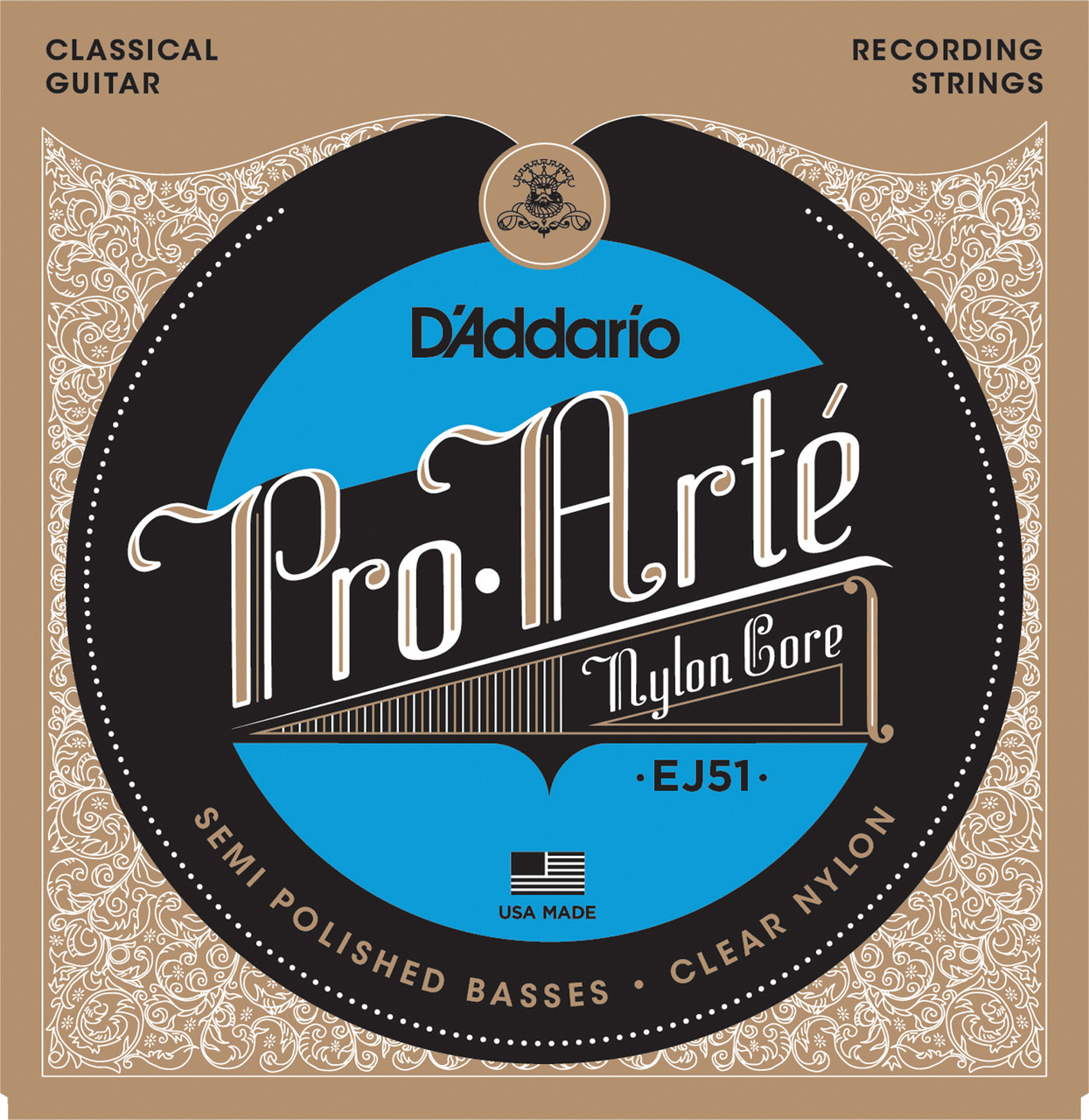 D'Addario EJ51 Pro-Arte Classical Guitar Strings with Polished Basses, Hard Tension