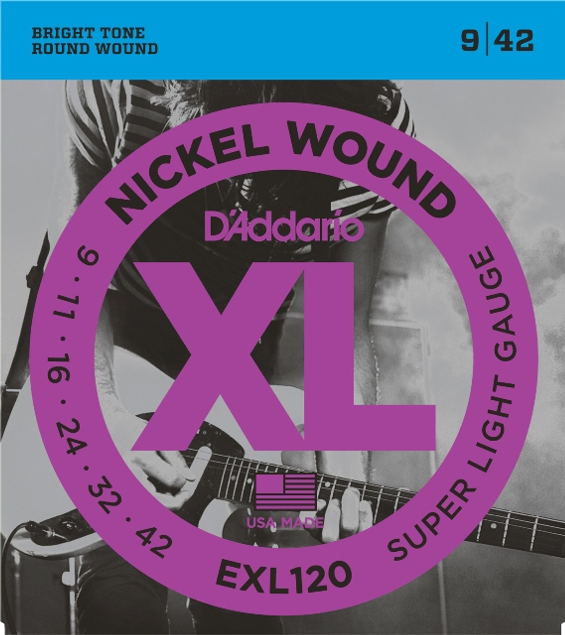 D'Addario EXL120 Nickel Wound Electric Guitar Strings, Super Light, 9-42