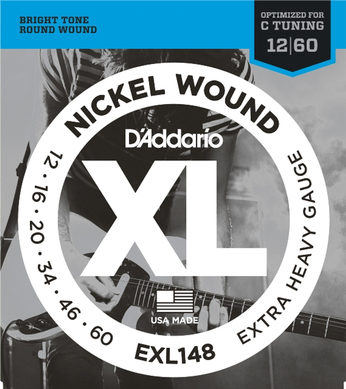 D'Addario EXL148 Nickel Wound Electric Guitar Strings, Extra-Heavy, 12-60