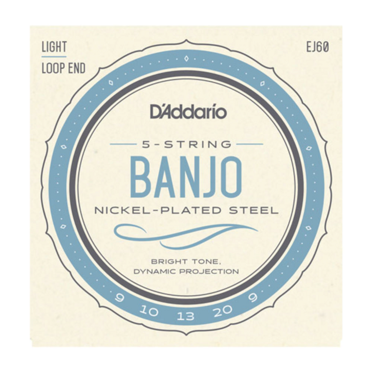 D'Addario EJ60 5-String Banjo, Nickel, Light, 9-20