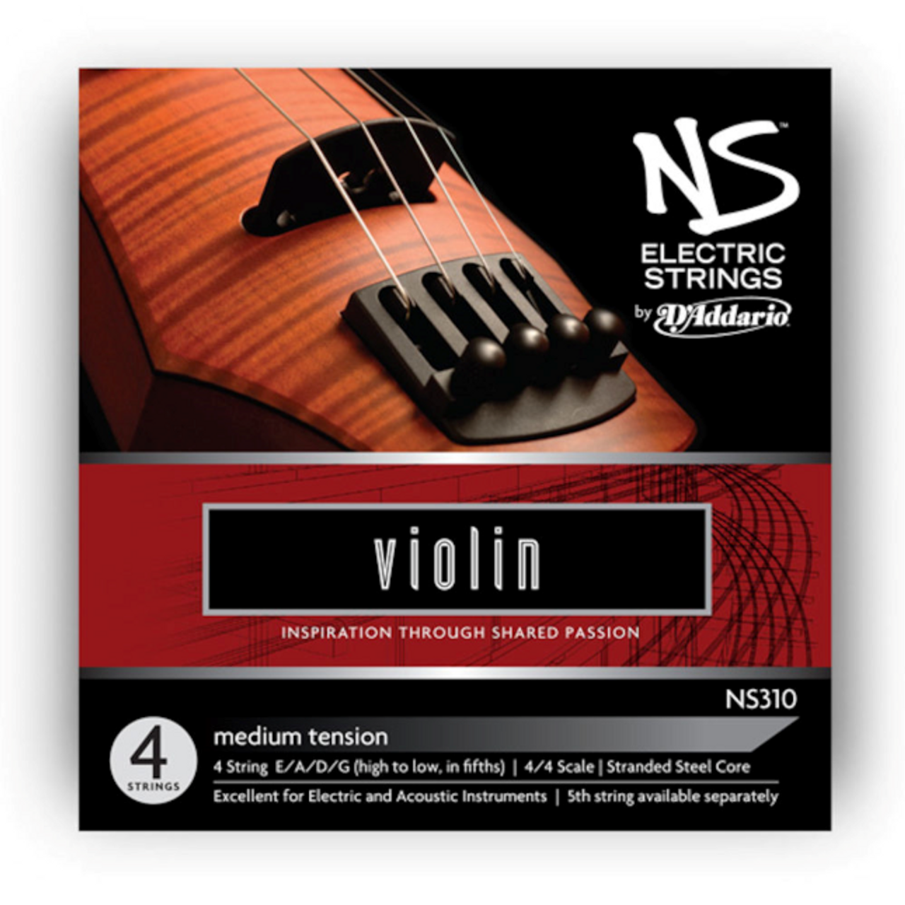 NS Electric Violin String Set, 4/4 Scale, Medium Tension