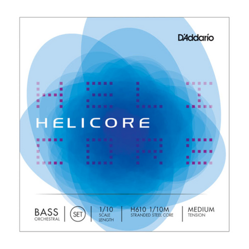 Helicore Orchestral Bass String Set, 1/10 Scale, Medium Tension