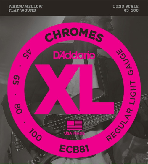 D'Addario ECB81 Chromes Bass Guitar Strings, Light, 45-100, Long Scale