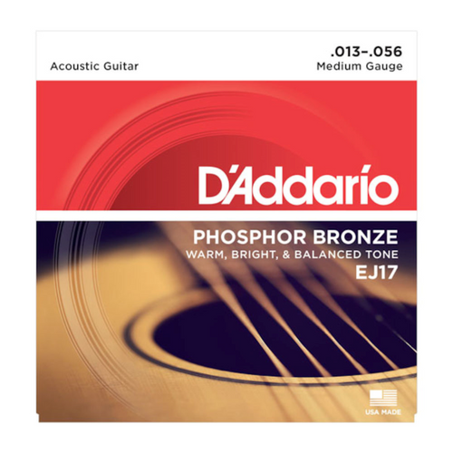 D'Addario EJ17-10P Phosphor Bronze Acoustic Guitar Strings, Medium, 13-56, 10 Sets