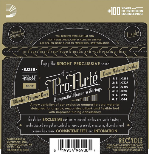 D'Addario EJ25B Pro-Arte Black Nylon Composite Flamenco Guitar Strings