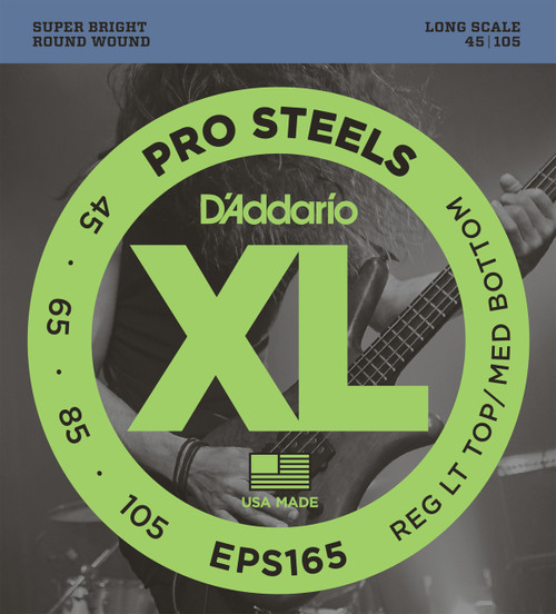 D'Addario EPS165 ProSteels Bass Guitar Strings, Custom Light, 45-105, Long Scale