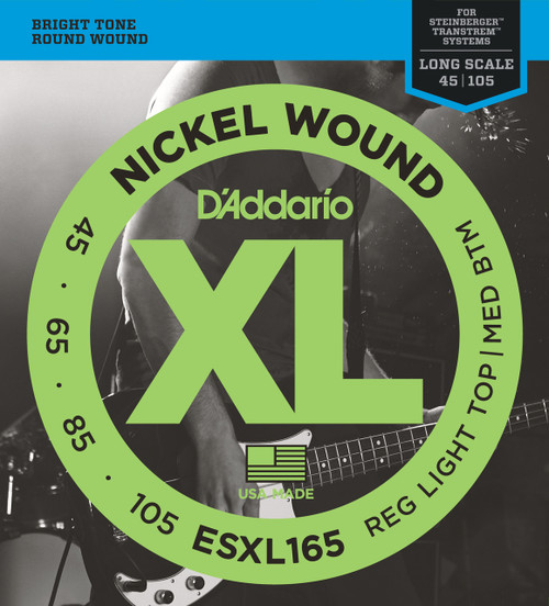 D'Addario ESXL165 Nickel Wound Bass Guitar Strings, Medium, 50-105, Double Ball End, Long Scale