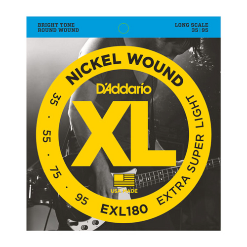 D'Addario EXL180 Nickel Wound Bass Guitar Strings, Extra Super Light, 35-95, Long Scale