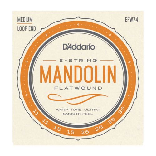 D'Addario EFW74 Flat Wound Mandolin, Medium, 11-36 