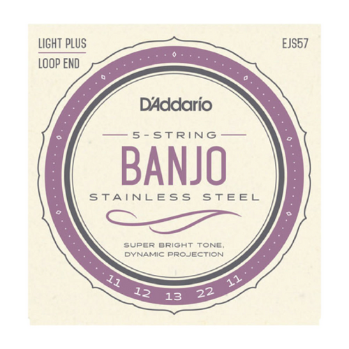 D'Addario EJS57 5-String Banjo, Stainless Steel, Custom Medium, 11-22 
