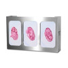 MARKETLAB BOWMAN TRIPLE GLOVE DISPENSERS - Glove Box Dispenser, Triple with Dividers, Holds Three Boxes of Gloves, Two-Way Keyholes For Vertical or Horizontal Wall Mounting, Stainless Steel, 15 7/8"W x 10"H x 3 13/16"D (Made in USA)
