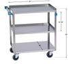 LAKESIDE UTILITY CARTS STAINLESS STEEL ANGLE LEG - Standard Duty Cart, 3 Shelves, 18 3/8"W x 30¾"L x 33"H, 300 lb Capacity, 3½" Swivel Casters, 18" x 27" Shelf, 12¼" Clearance