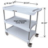 LAKESIDE UTILITY CARTS - PLASTIC - Plastic Utility Cart with Adjustable Middle Shelf, White, 3 Shelf: 16-1/4? x 28-3/4?, 300 lb Weight Capacity