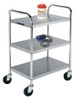 LAKESIDE UTILITY CARTS - STAINLESS STEEL TUBULAR MODEL - Medium Duty Cart, 2 Shelves, 17½"W x 27"L x 35"H, 500 lb Capacity, 4" Swivel Casters, Chrome Plated Legs/ Frame, 15½" x 24" Shelf, 9 7/8" Clearance