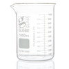GLOBE SCIENTIFIC BEAKERS Beaker, Globe Glass, 1000mL, Low Form Griffin Style, Heavy Duty, Dual Graduations, ASTM E960, 6/bx