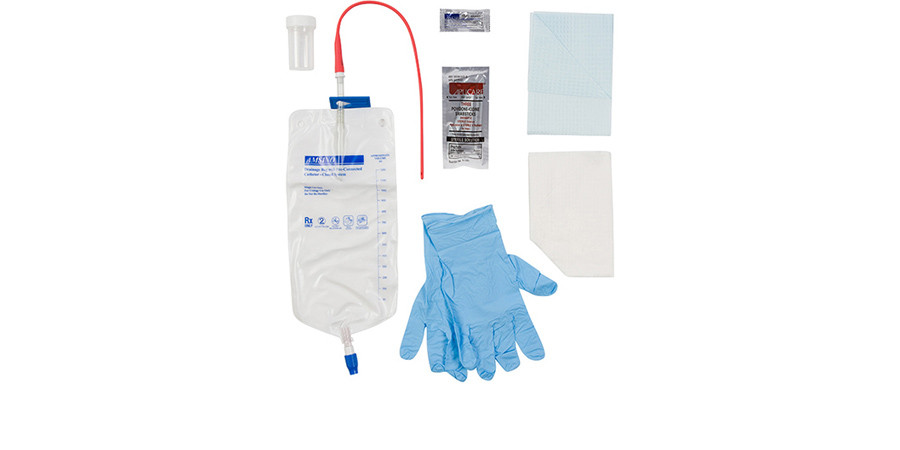 AMSINO URETHRAL CATHETER KITPreconnected Urethral Tray Kit, 1200ml Urine, 14FR PVC Catheter, PVP Swab Sticks, Latex-Free Catheter, 20/cs