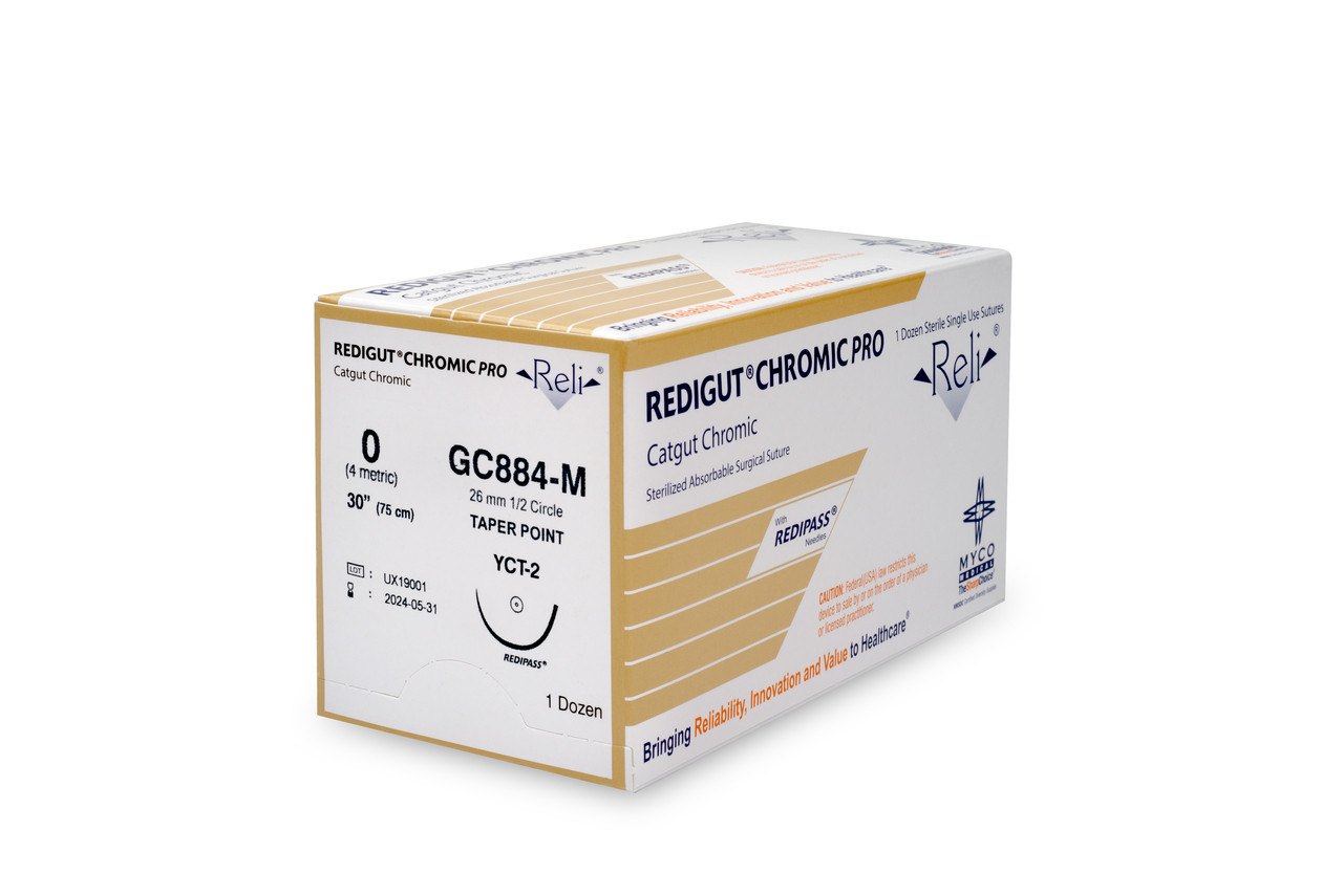 MYCO RELI® PRO SUTURE - Suture, 0, Redigut, Chromic, Natural, 30", YCT-2, 12/bx (US Only)