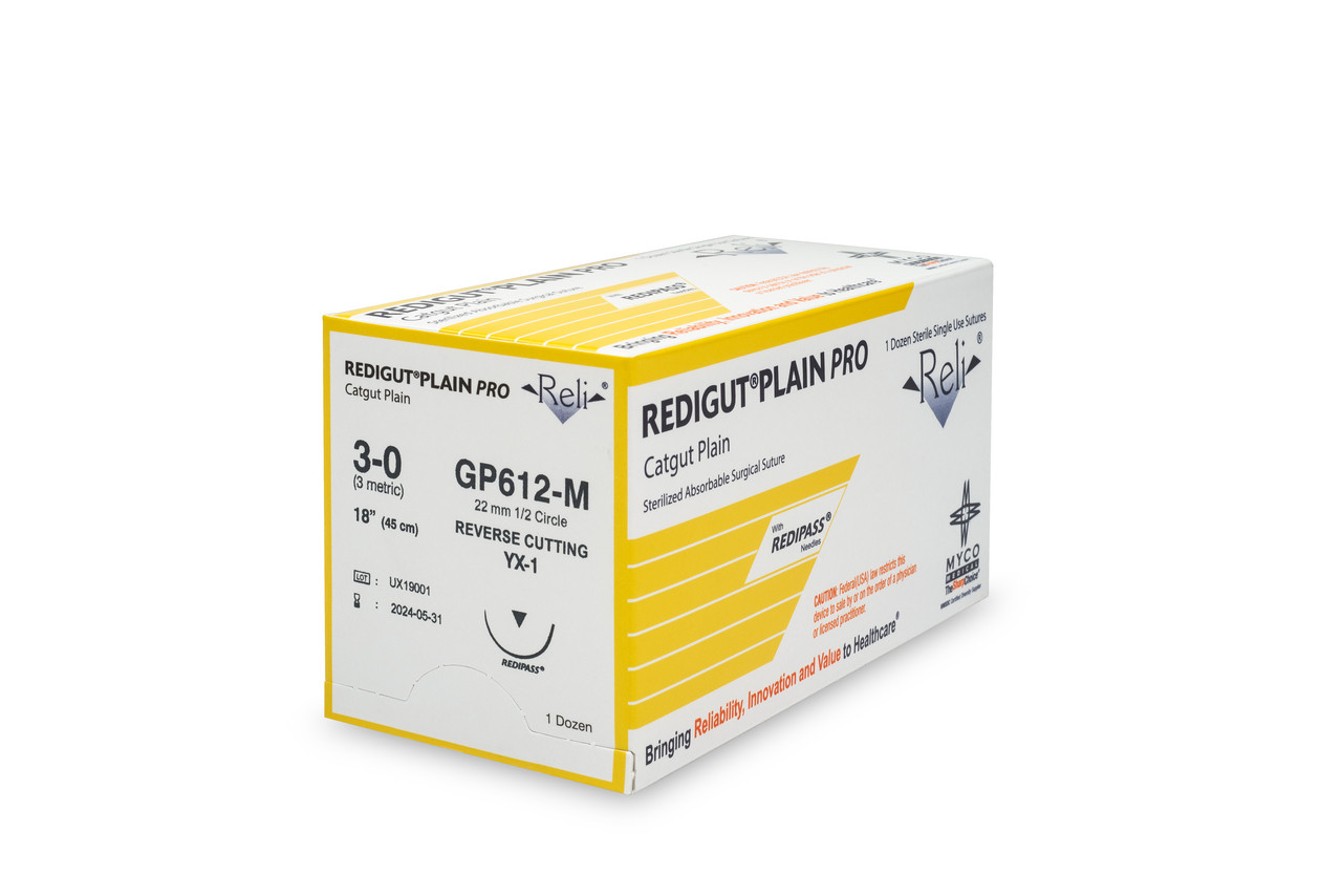 MYCO RELI® PRO SUTURE - Suture, 3-0, Redigut, Plain, Natural, 18", YX-1, 12/bx (US Only)