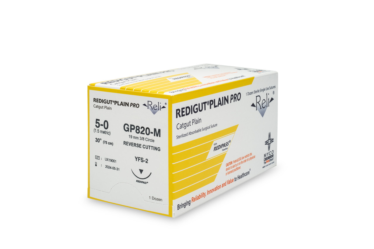 MYCO RELI® PRO SUTURE - Suture, 5-0, Redigut, Plain, Natural, 30", YFS-2, 12/bx (US Only)