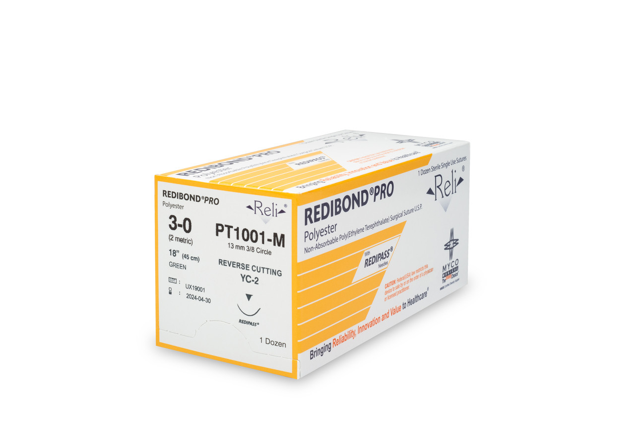 MYCO RELI® PRO SUTURE - Suture, 3-0, Redibond, Green, Braided, 18", YC-2, 12/bx (US Only)