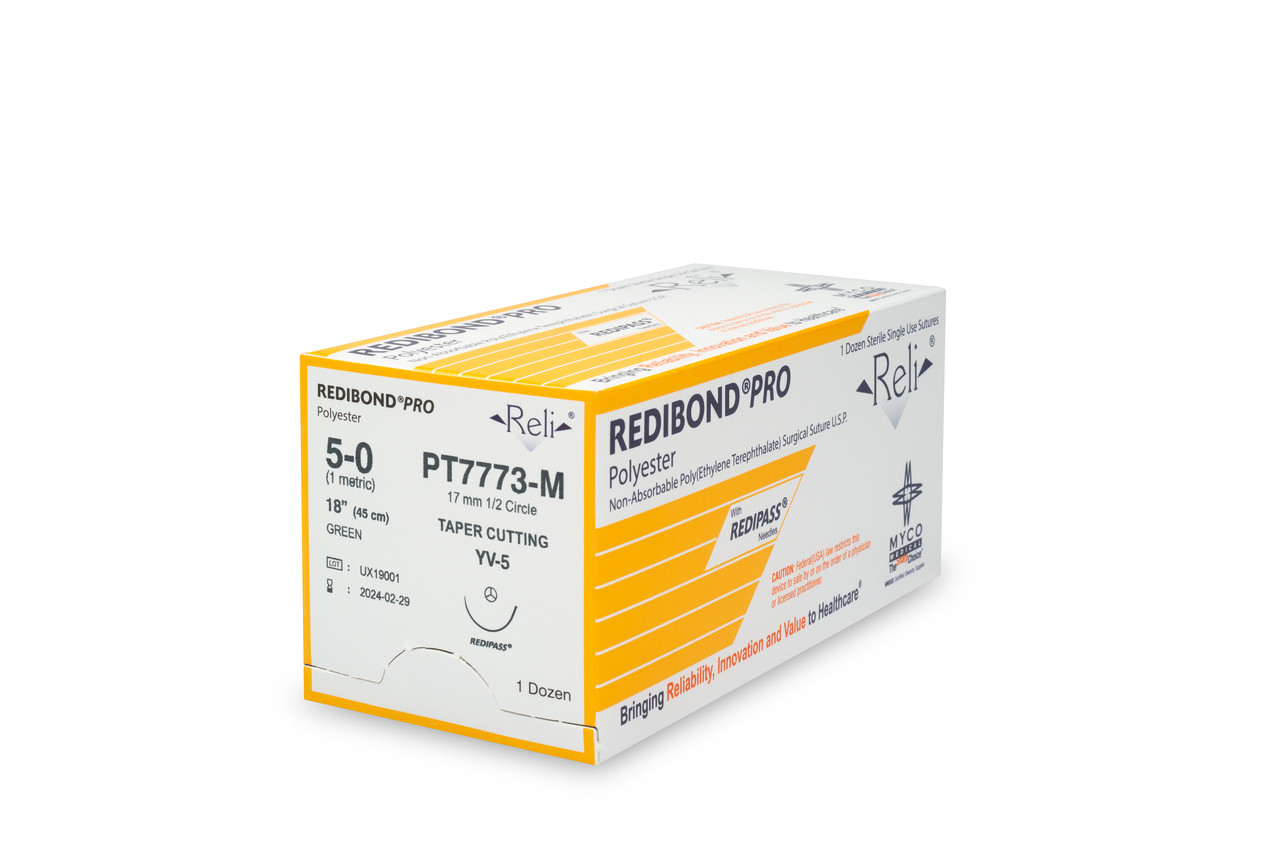 MYCO RELI® PRO SUTURE - Suture, 5-0, Redibond, Green, Braided, 18", YV-5, 12/bx (US Only)