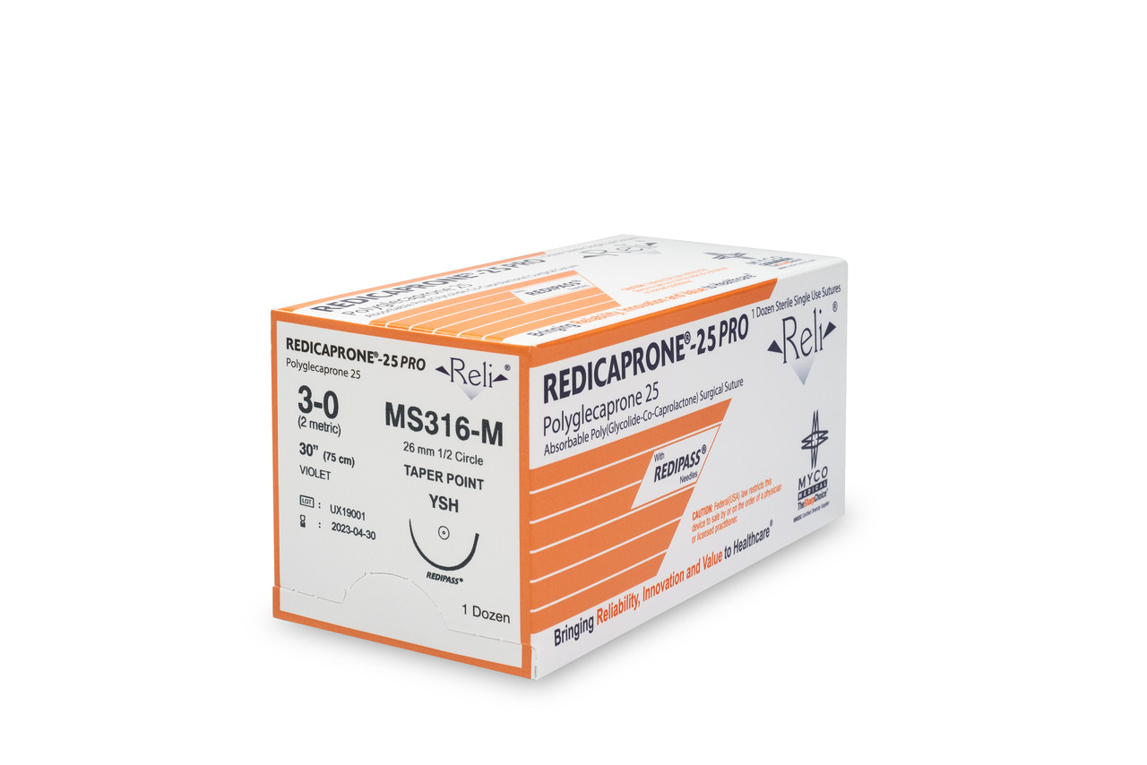 MYCO RELI® PRO SUTURE - Suture, 3-0, Redicaprone, Violet, Monofilament, 30", YSH, 12/bx (US Only)
