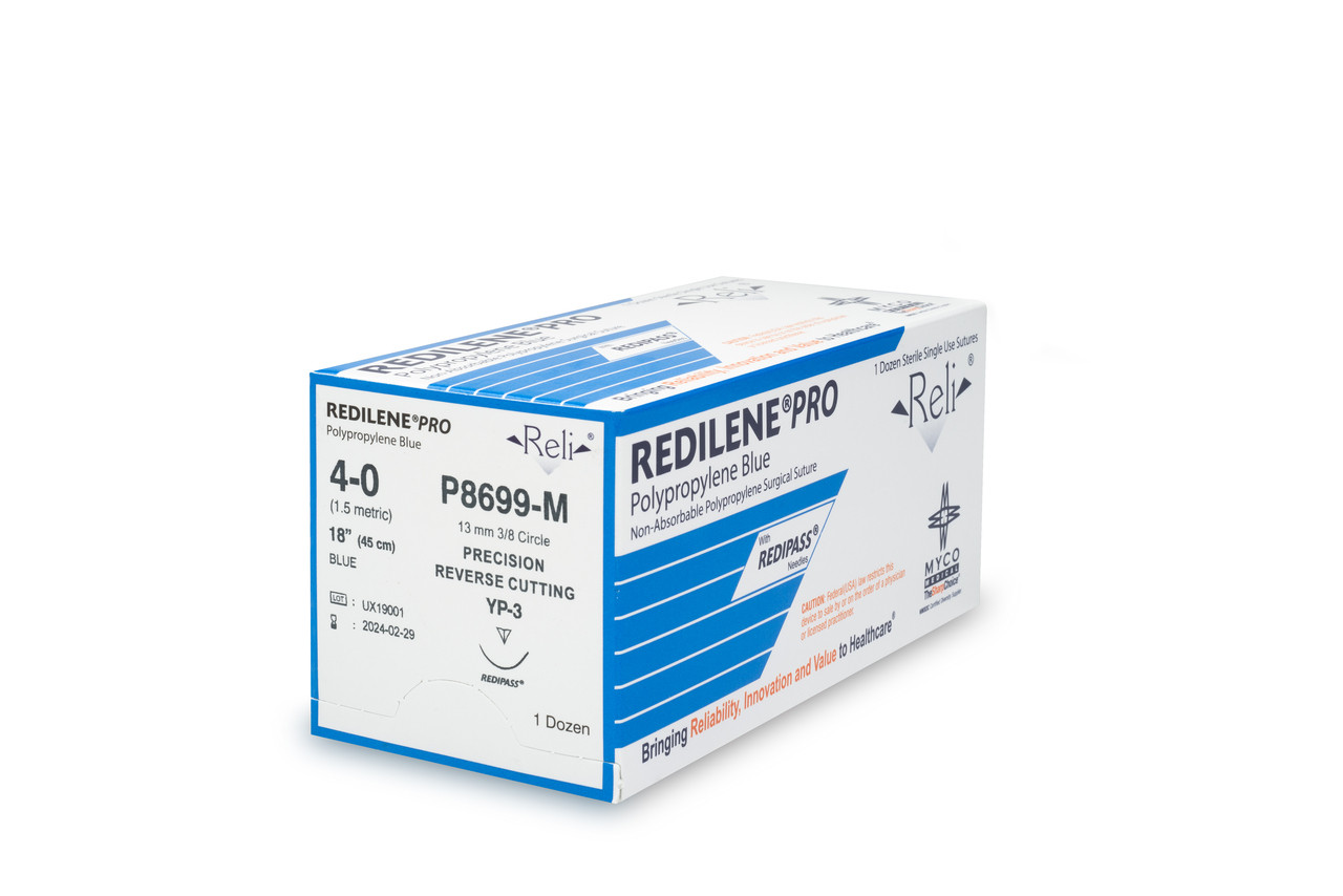MYCO RELI® PRO SUTURE - Suture, 4-0, Redilene, Blue, Monofilament, 18", YP-3, 12/bx (US Only)