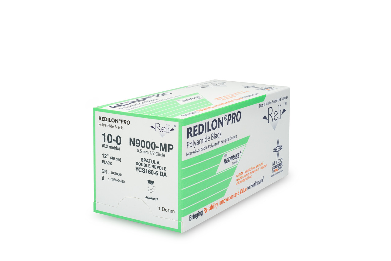 MYCO RELI® PRO SUTURE - Suture, 10-0, Redilon, Black, Monofilament, 12", YCS160-6, 12/bx (US Only)