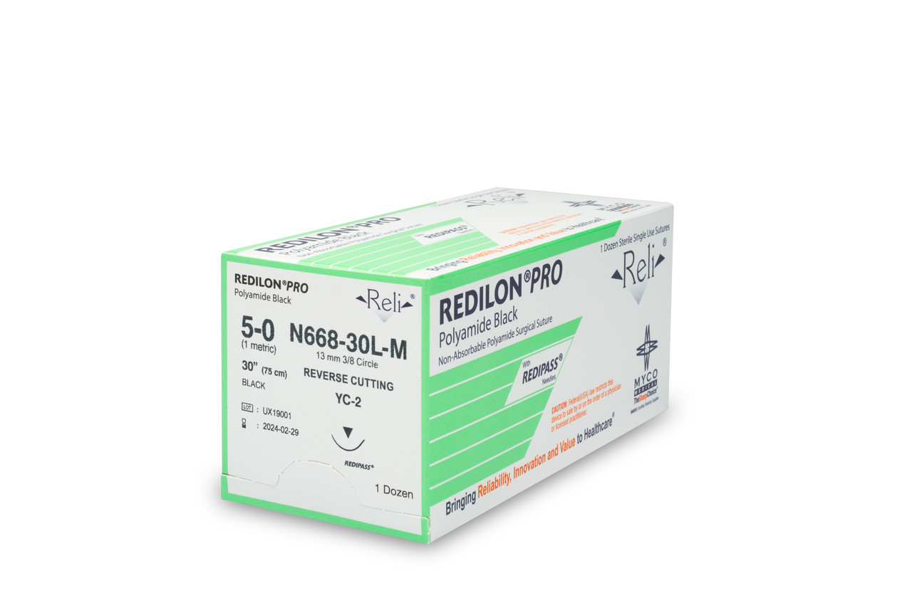 MYCO RELI® PRO SUTURE - Suture, 5-0, Redilon, Black, Monofilament, 30", YC-2, 12/bx (US Only)