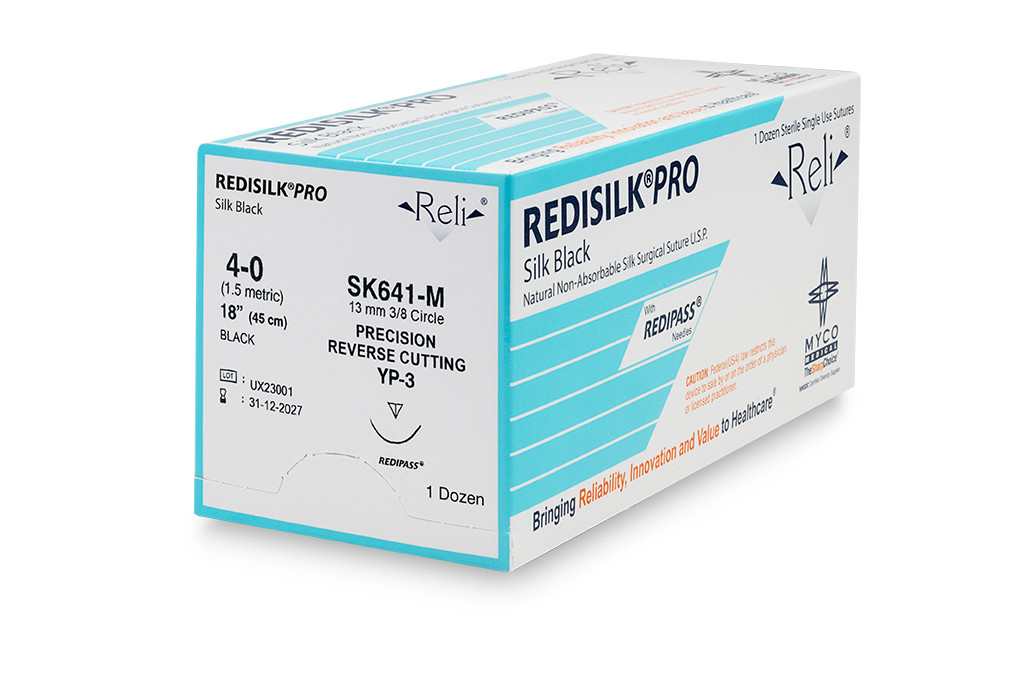 MYCO RELI® PRO SUTURE - Suture, 4-0, Redisilk, Black, Braided, 18", YP-3, 12/bx (US Only)