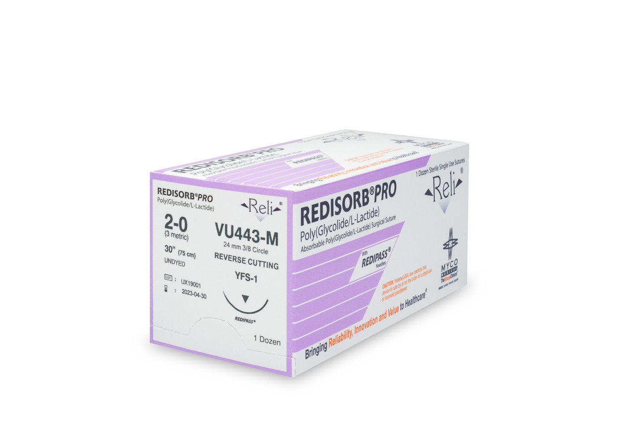 MYCO RELI® PRO SUTURE - Suture, 2-0, Redisorb, Undyed, Braided, 30", YFS-1, 12/bx (US Only)