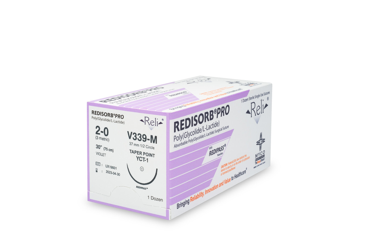 MYCO RELI® PRO SUTURE - Suture, 2-0, Redisorb, Violet, Braided, 30", YCT-1, 12/bx (US Only)