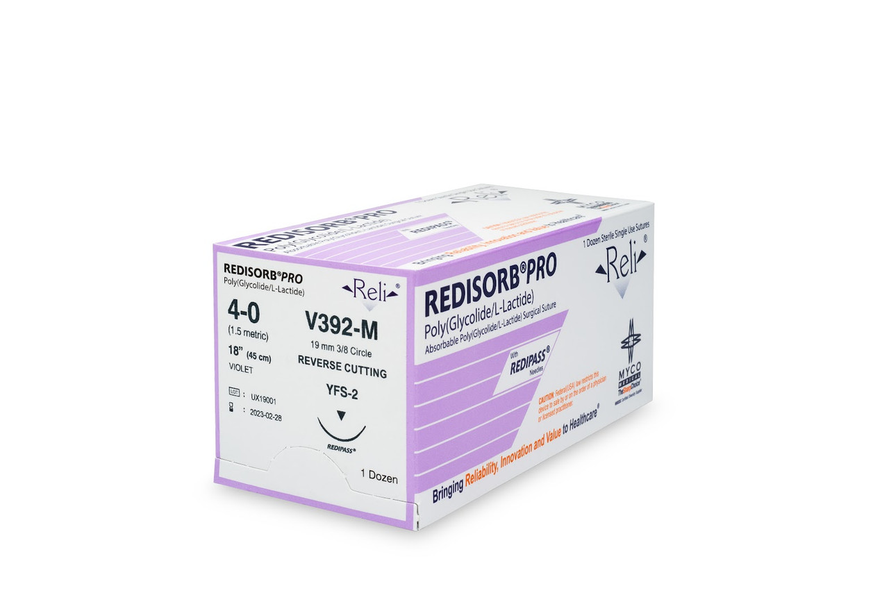 MYCO RELI® PRO SUTURE - Suture, 4-0, Redisorb, Violet, Braided, 18", YFS-2, 12/bx (US Only)