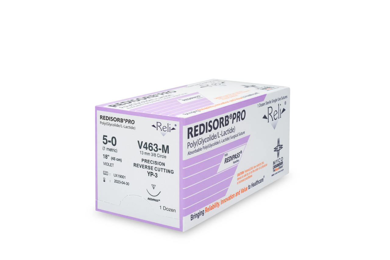 MYCO RELI® PRO SUTURE - Suture, 5-0, Redisorb, Violet, Braided, 18", YP-3, 12/bx (US Only)