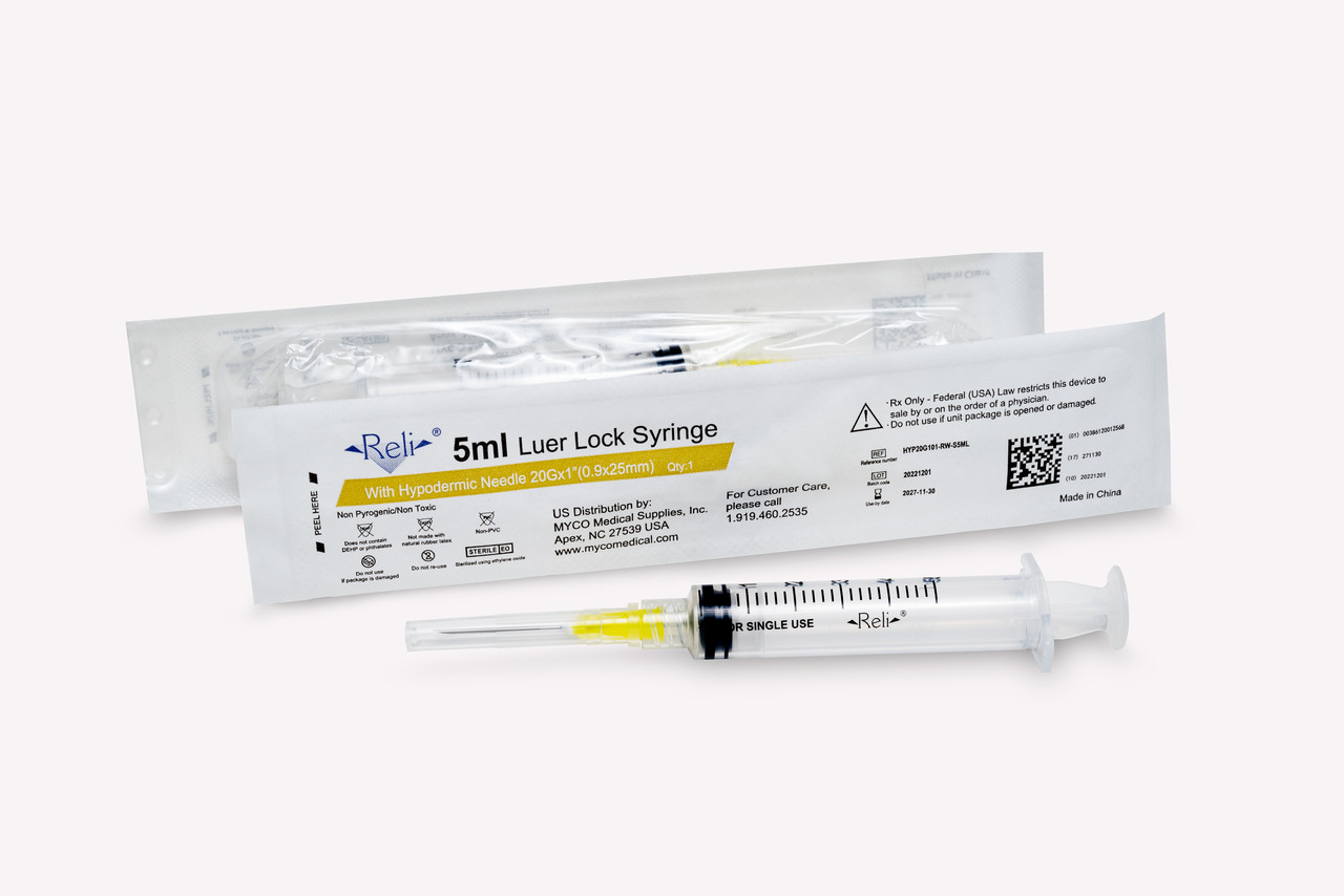 MYCO RELI® CONVENTIONAL HYPODERMIC NEEDLES - Hypodermic Needle Only, 20G x 1", Regular Wall, Regular Bevel, 100/bx (US Only)