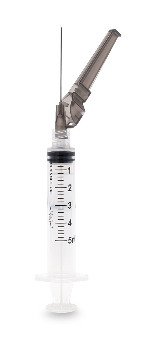 MYCO RELI® SAFETY HYPODERMIC NEEDLE W/ATTACHED SYRINGE - Safety Hypodermic Needle with 3mL Syringe, 23G x 1", Low Dead Space, 100/bx (US Only)