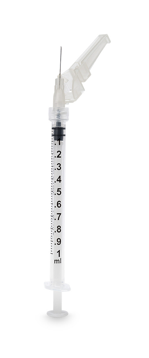 MYCO RELI® SAFETY HYPODERMIC NEEDLE W/ATTACHED SYRINGE - Safety Hypodermic Needle with 1mL Syringe, 30G x 1/2", Low Dead Space, 100/bx (US Only)