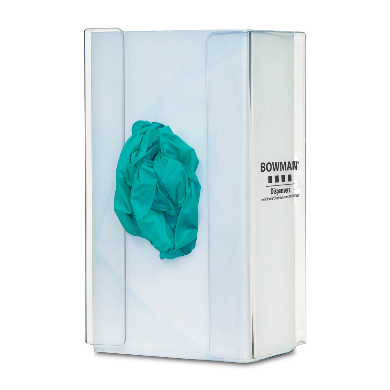 MARKETLAB BOWMAN GLOVE BOX DISPENSERS - Glove Box Dispenser, Single with Flexible Spring, Holds One Box of Gloves, Two-Way Keyholes For Vertical or Horizontal Wall Mounting, Clear PETG Plastic, 5 11/16"W x 9 7/8"H x 3 15/16"D (Made in USA)