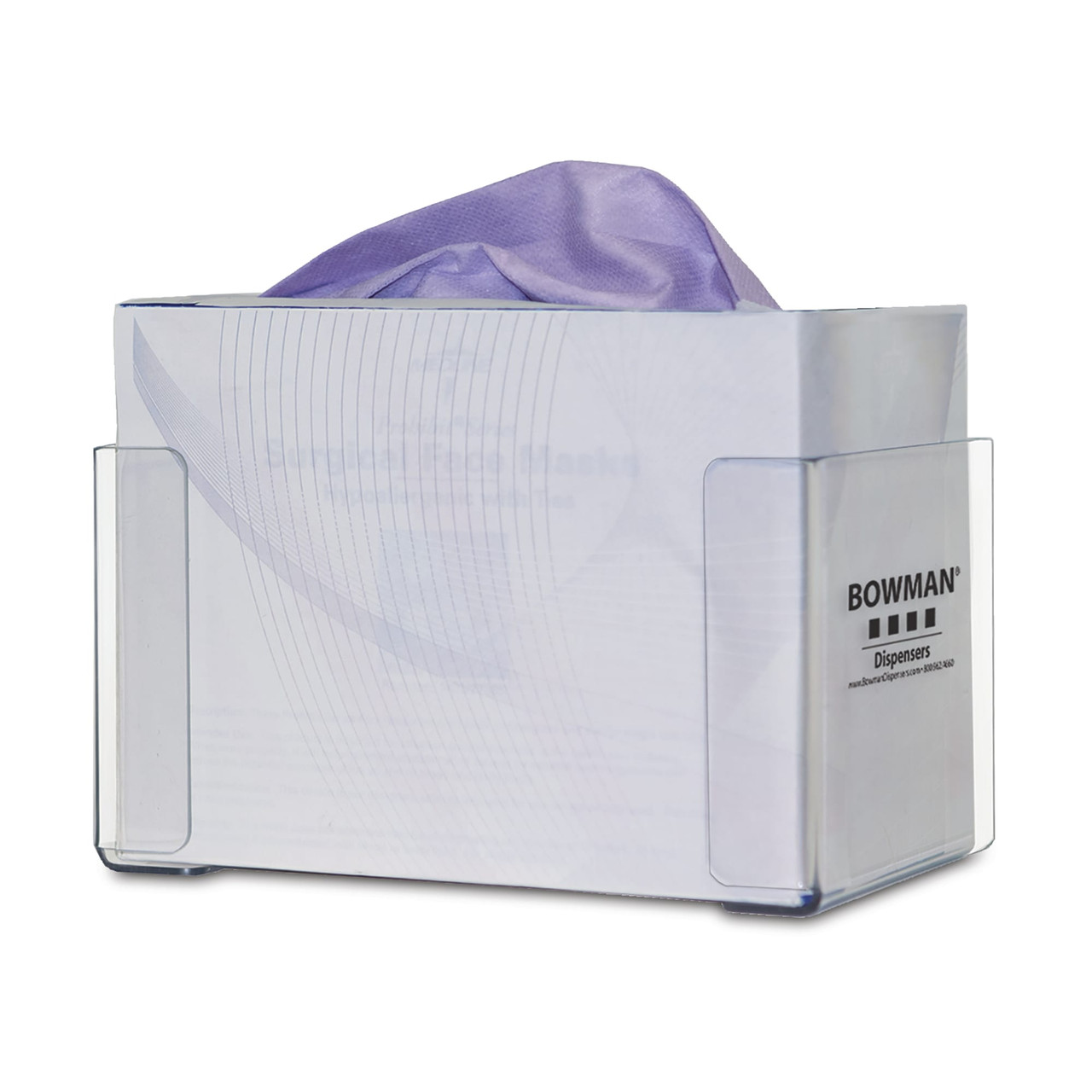 MARKETLAB BOWMAN FACE MASK DISPENSERS - Face Mask Dispenser, Earloop Style, Holds One Box of Earloop Style Face Masks, Keyholes For Wall Mounting, Clear PETG Plastic, 7 15/16"W x 4¼"H x 5 3/16"D (Made in USA)