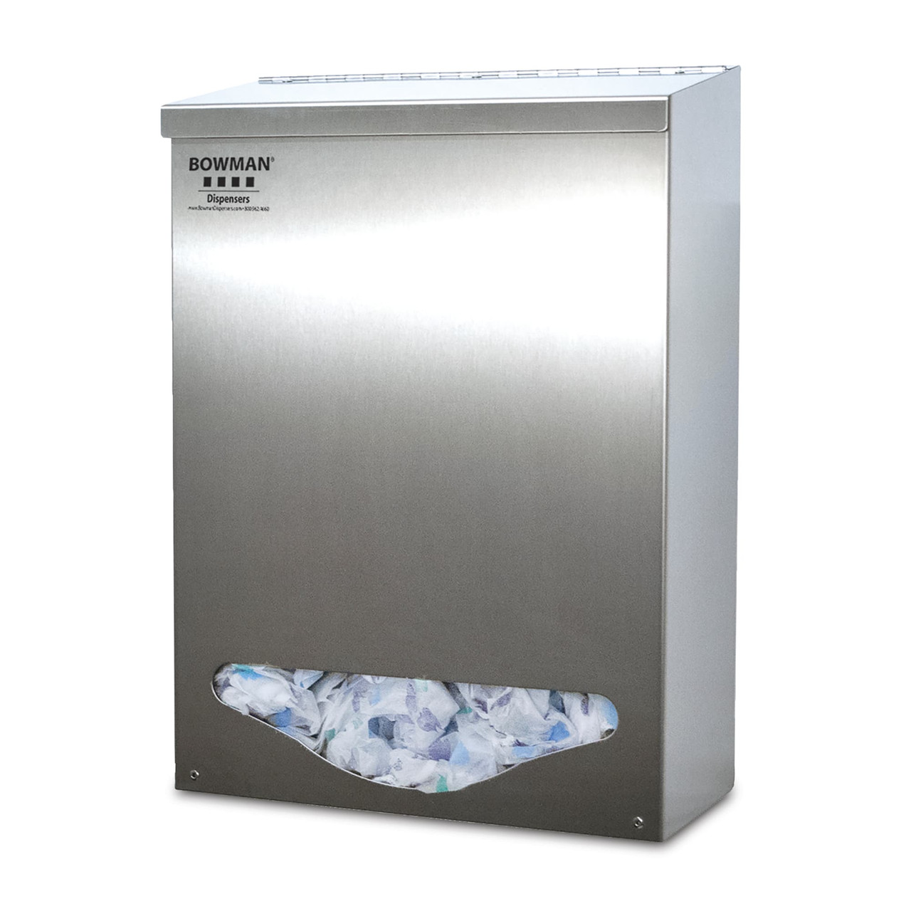 MARKETLAB BOWMAN SPECIALTY ITEMS - Bulk Dispenser, Tall Single Bin, Single Compartment with Hinged Lid, Keyholes For Wall Mounting, Stainless Steel
