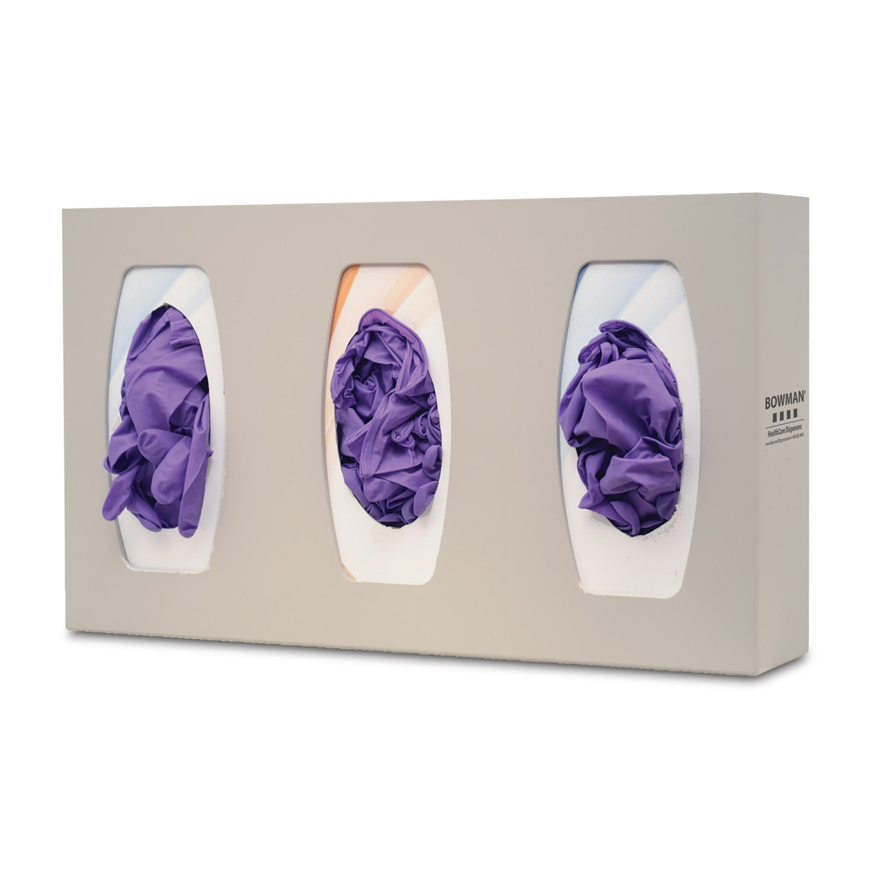 MARKETLAB BOWMAN GLOVE BOX DISPENSERS - Glove Box Dispenser, Triple with Dividers, Holds 3 Boxes of Gloves, Three-Way Keyholes For Vertical or Horizontal Wall Mounting, Quartz Injection Molded ABS Plastic