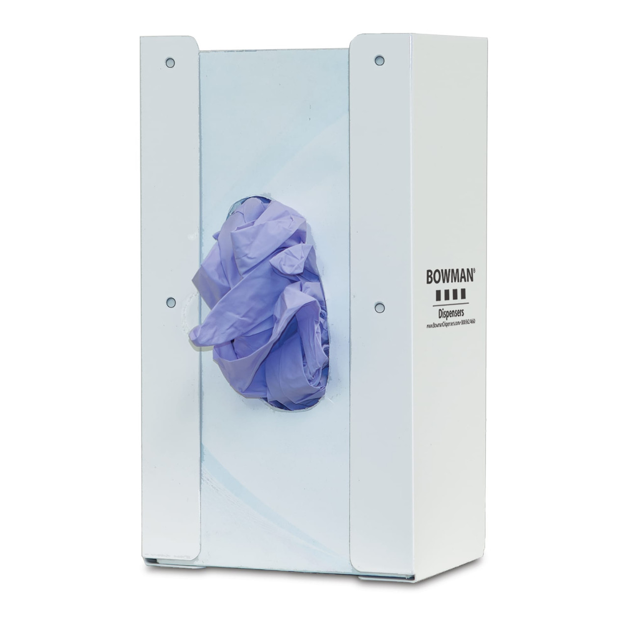 MARKETLAB BOWMAN GLOVE BOX DISPENSERS - Glove Box Dispenser, Single Bin, Holds One Box of Gloves, Front Screw Holes for Mounting Inside a Cabinet, White Powder-Coated Steel, 5 5/8”W x 10”H x 3 13/16”D