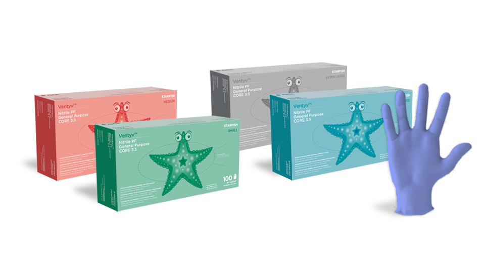 Glove, General Purpose, Nitrile, Poly Coated, Textured, Powder-Free (PF), Small, Lavender Blue (STARFISH)
