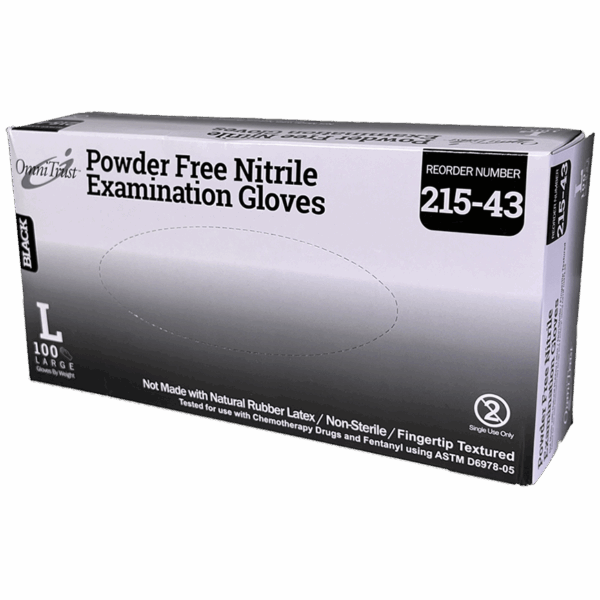 Exam Glove, Nitrile, 5.0g, Medium, Power Free (PF), Black, 100/bx, 10bx/cs (See additional pricing for drop ship orders less than 1,000 cs)